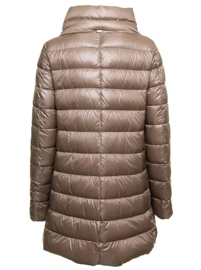 Herno Womans Amelia Taupe Colored Nylon Down Jacket In Brown