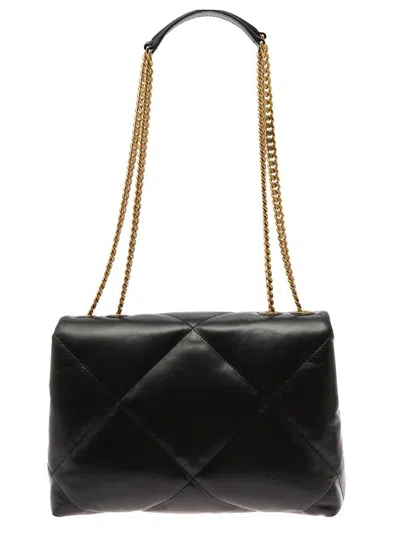 Tory Burch Kira Diamond Black Crossbody Bag With Double T Logo In Quilted Leather Woman