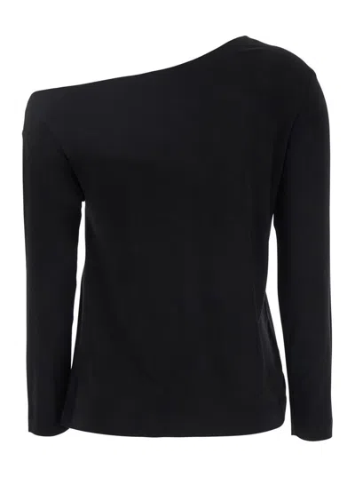 Norma Kamali Black Off-shoulder Top In Tech Fabric Stretch Woman
