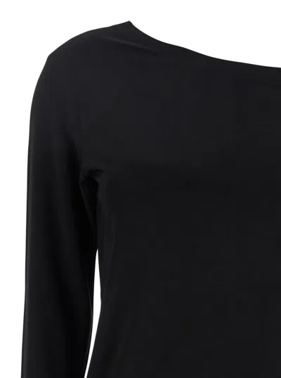 Norma Kamali Black Off-shoulder Top In Tech Fabric Stretch Woman
