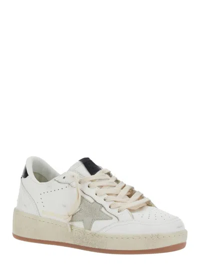 Shop Golden Goose 'ballstar 2' White Low Top Sneakers With Star Patch On The Side And Contrasting Heel In Leather Woma