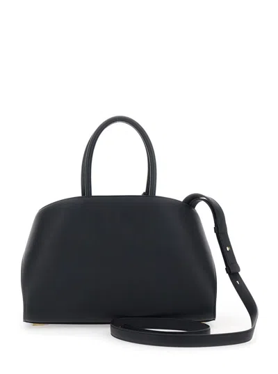 Ferragamo Hug S Black Handbag With Logo And Gancini Buckle In Leather Woman