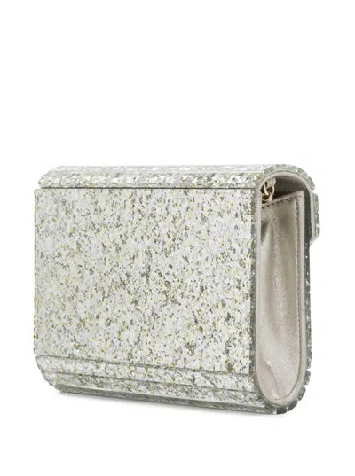Jimmy Choo Candy Champagne Clutch Bag With All-over Coarse Glitter In Acrylic Woman