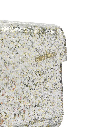 Jimmy Choo Candy Champagne Clutch Bag With All-over Coarse Glitter In Acrylic Woman