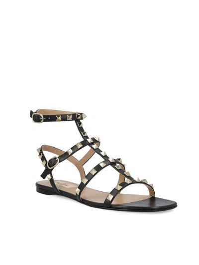 Valentino Garavani Black Leather Rockstud Sandals