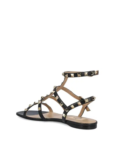 Valentino Garavani Black Leather Rockstud Sandals