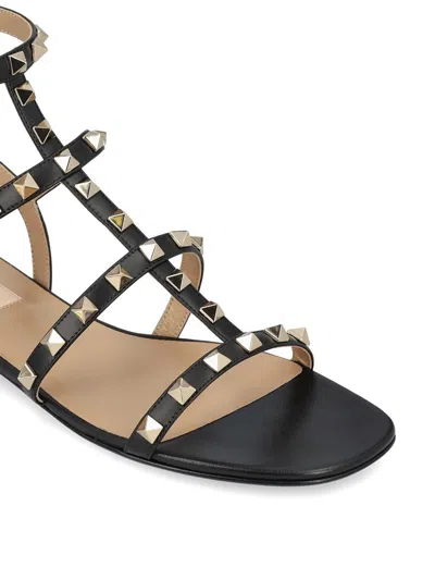 Valentino Garavani Black Leather Rockstud Sandals