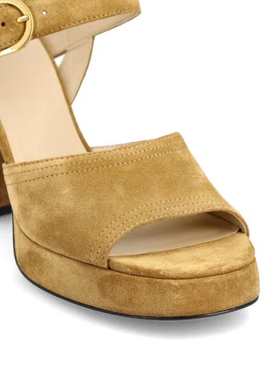 Valentino Garavani Fawcette Platform Crust Leather Sandal 100mm Woman Havana Beige 40 In Brown