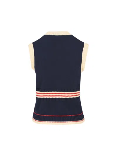Valentino Garavani Women Midnight Blue Cotton Vest In Blue