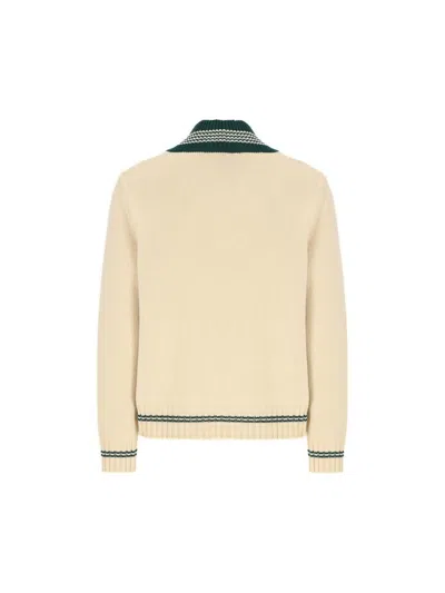 Valentino Butter-coloured Sweater With Le Chien De La Maison Embroidery In Nude
