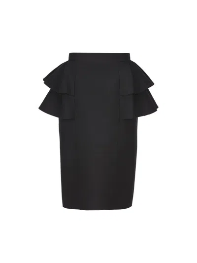 Valentino Couture Crepe High-waisted Skirt With Ruffle Detail