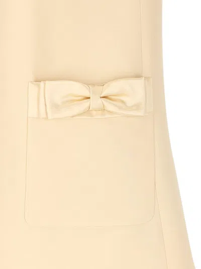 Valentino Womens Betulla Bow-embellishment Short-sleeves Wool And Silk Mini Dress