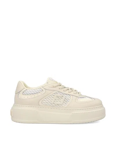 Fendi White Leather And Mesh Platform Low-tops