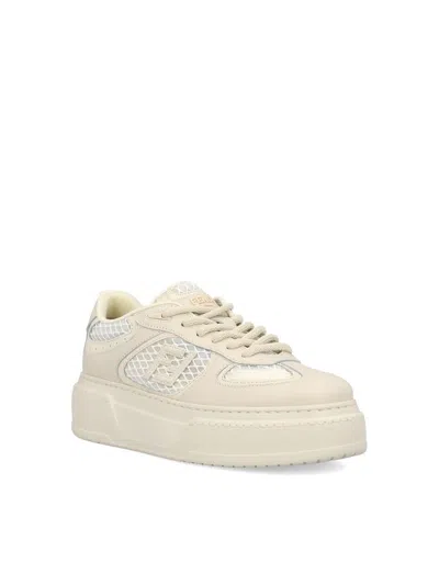 Fendi White Leather And Mesh Platform Low-tops