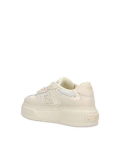 Fendi White Leather And Mesh Platform Low-tops