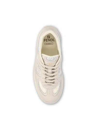 Fendi White Leather And Mesh Platform Low-tops
