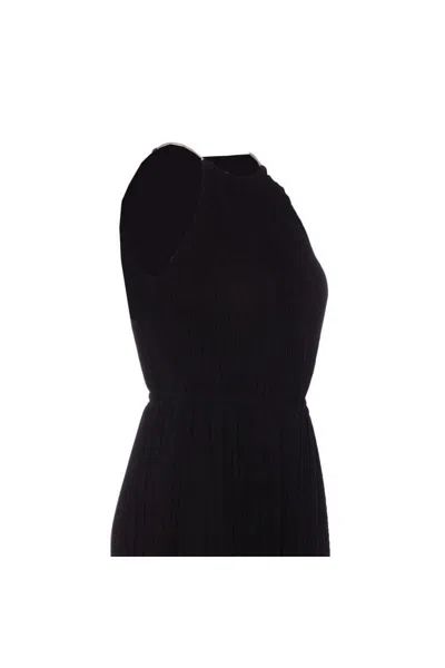 Michael Kors Pleated Maxi Dress With High Neckline