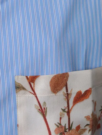 Pierre-louis Mascia Light Blue Striped And Floral Shirt