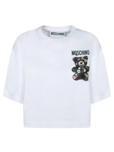Moschino Cropped T-shirt With Playful Teddy Bear Design