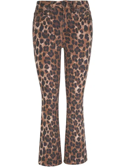 R13 Kick Fit Cropped Leopard-print Mid-rise Flared Jeans