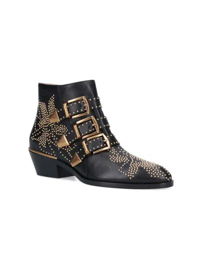 Chloé Susanna 45mm Studded Ankle Boots In Black