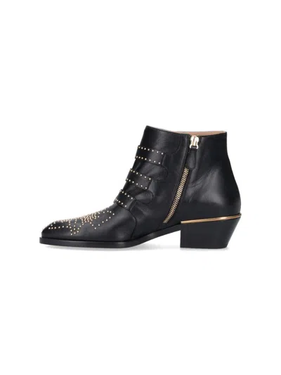 Chloé Susanna 45mm Studded Ankle Boots In Black
