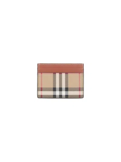 Burberry Compact Check Pattern Cardholders In Neutral