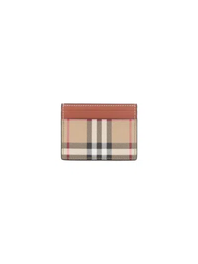 Burberry Compact Check Pattern Cardholders In Neutral
