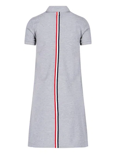 Thom Browne Button-fastening Stripe-detail Mini Dress In Gray
