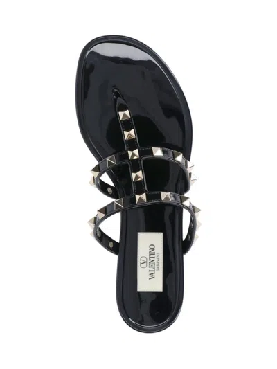 Valentino Rockstud T-strap Flat Slide Sandals