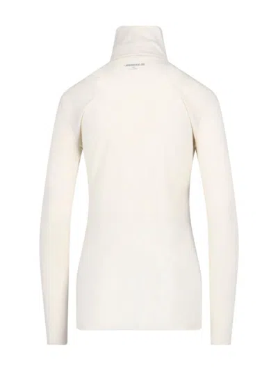 Jil Sander Logo Wool Blend Jersey Turtleneck Top In White