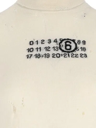 Mm6 Maison Margiela Distressed Turtleneck Sweater With Numeric Signature