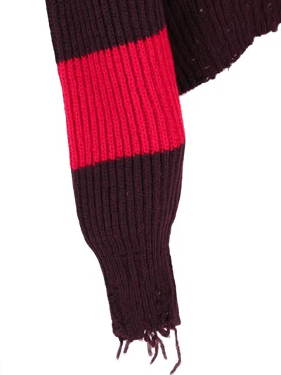 Stella Mccartney Striped V Neck Knitwear With Distressed Detailing