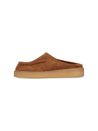 Marni Brown Suede Sabot Slip-on Loafers