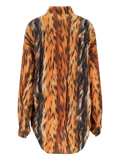 Balenciaga Fur Print Cocoon Silk Crepe Blouse