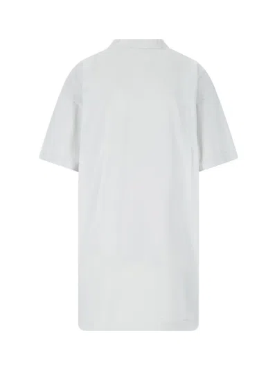 Balenciaga White T-shirt With Logo Printed On The Front And Torn Details In Cotton Woman