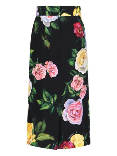 Dolce & Gabbana Multicolor Shirt With Oversize Pointed Collar And All-over Floral Motif In Silk Stretch Woman