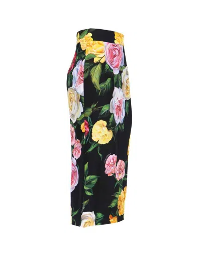 Dolce & Gabbana Multicolor Shirt With Oversize Pointed Collar And All-over Floral Motif In Silk Stretch Woman