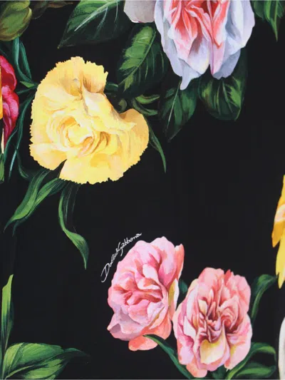 Dolce & Gabbana Multicolor Shirt With Oversize Pointed Collar And All-over Floral Motif In Silk Stretch Woman