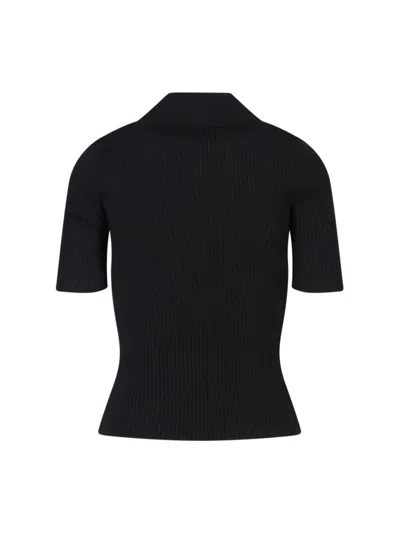 Courrèges Courreges Black Viscose Blend Polo Shirt Women In Black