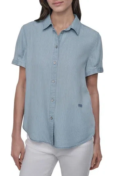 Dkny Jeans Women's Rolled-sleeve Button-up Shirt In Blue