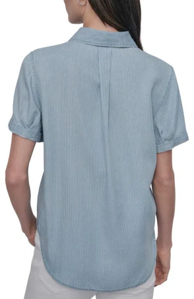 Dkny Jeans Women's Rolled-sleeve Button-up Shirt In Blue