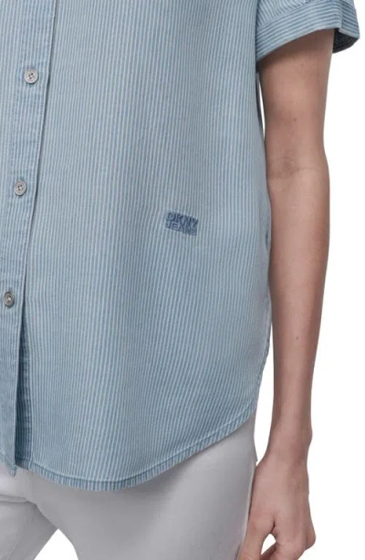 Dkny Jeans Women's Rolled-sleeve Button-up Shirt In Blue