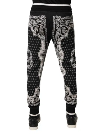 Dolce & Gabbana Black Bandana Cotton Jogger Men's Pants
