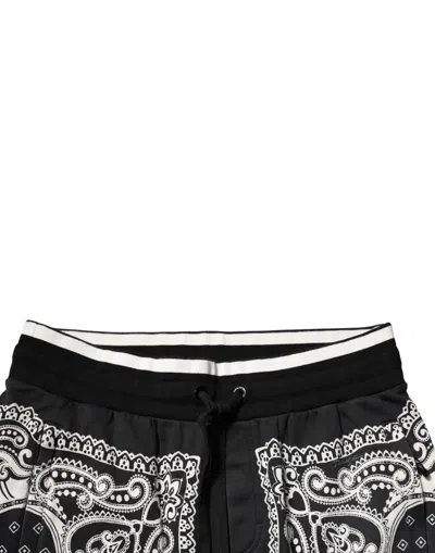 Dolce & Gabbana Black Bandana Cotton Jogger Men's Pants