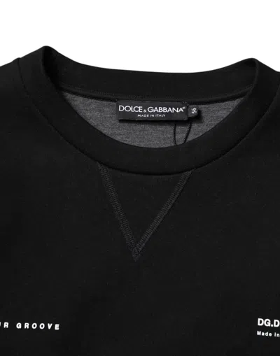 Dolce & Gabbana Black Cotton Logo Knitted Pullover Sweater In Black