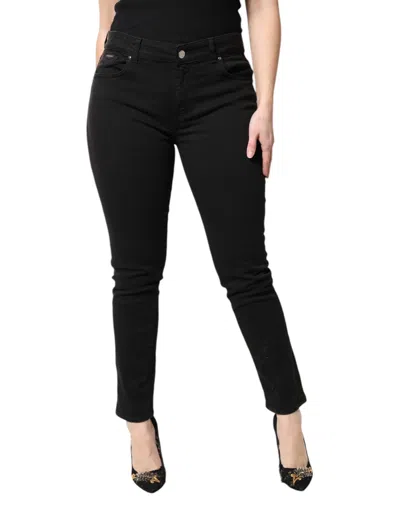 Pre-owned Dolce & Gabbana Black Cotton Mid Waisted Skinny Denim Women's Jeans ()