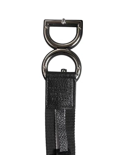 Dolce & Gabbana Black Polyester Logo Print Dg Buckle Belt