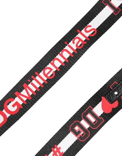 Dolce & Gabbana Black Polyester Logo Print Dg Buckle Belt