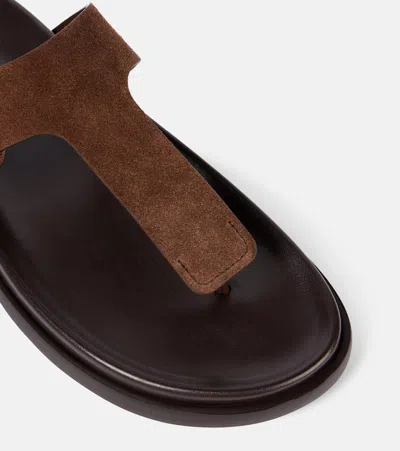 Tod's Brown Suede Thong Slippers